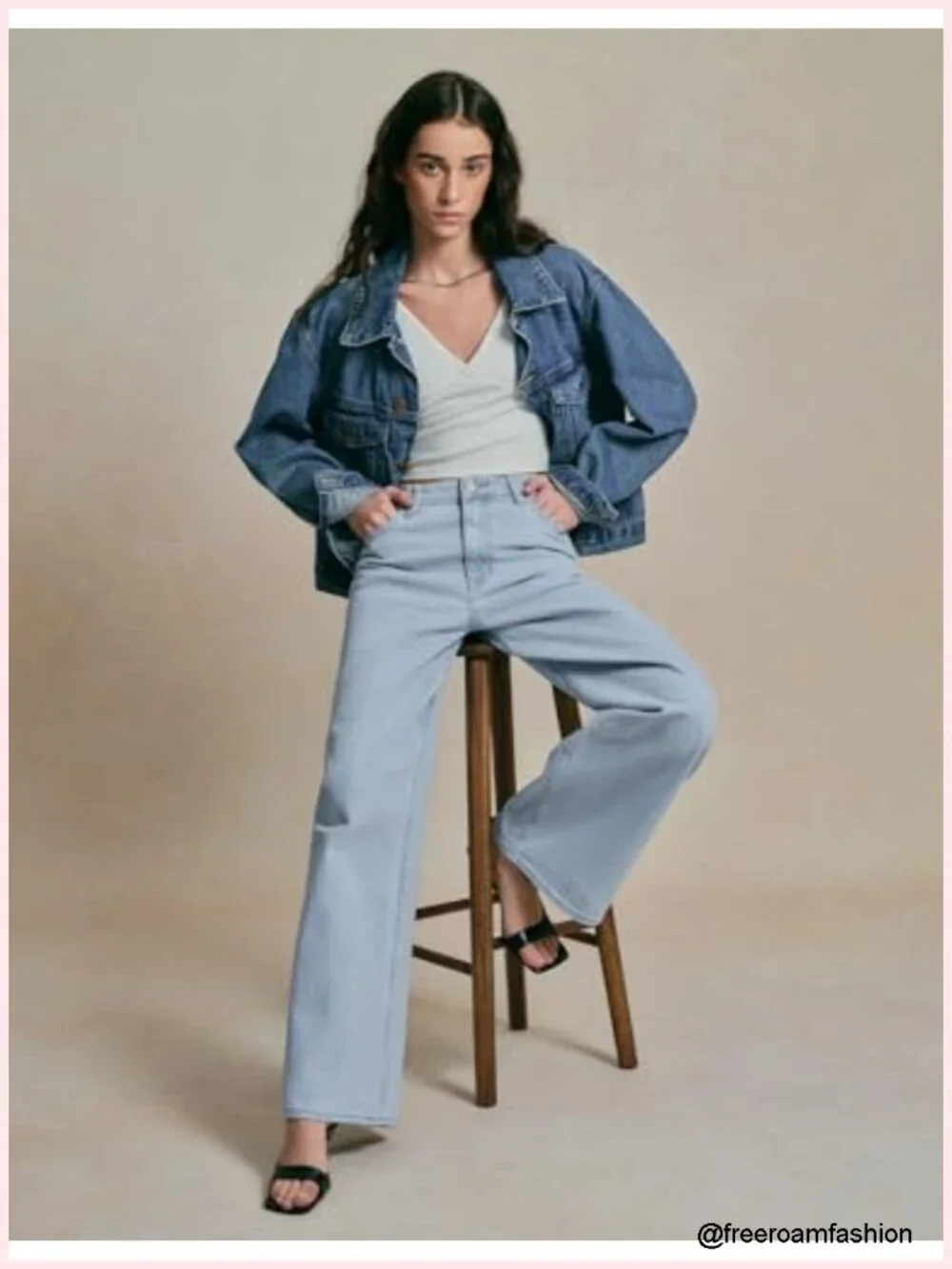 Adjustable Waist Wide Leg Jeans Baggy High Waisted Y2K Denim